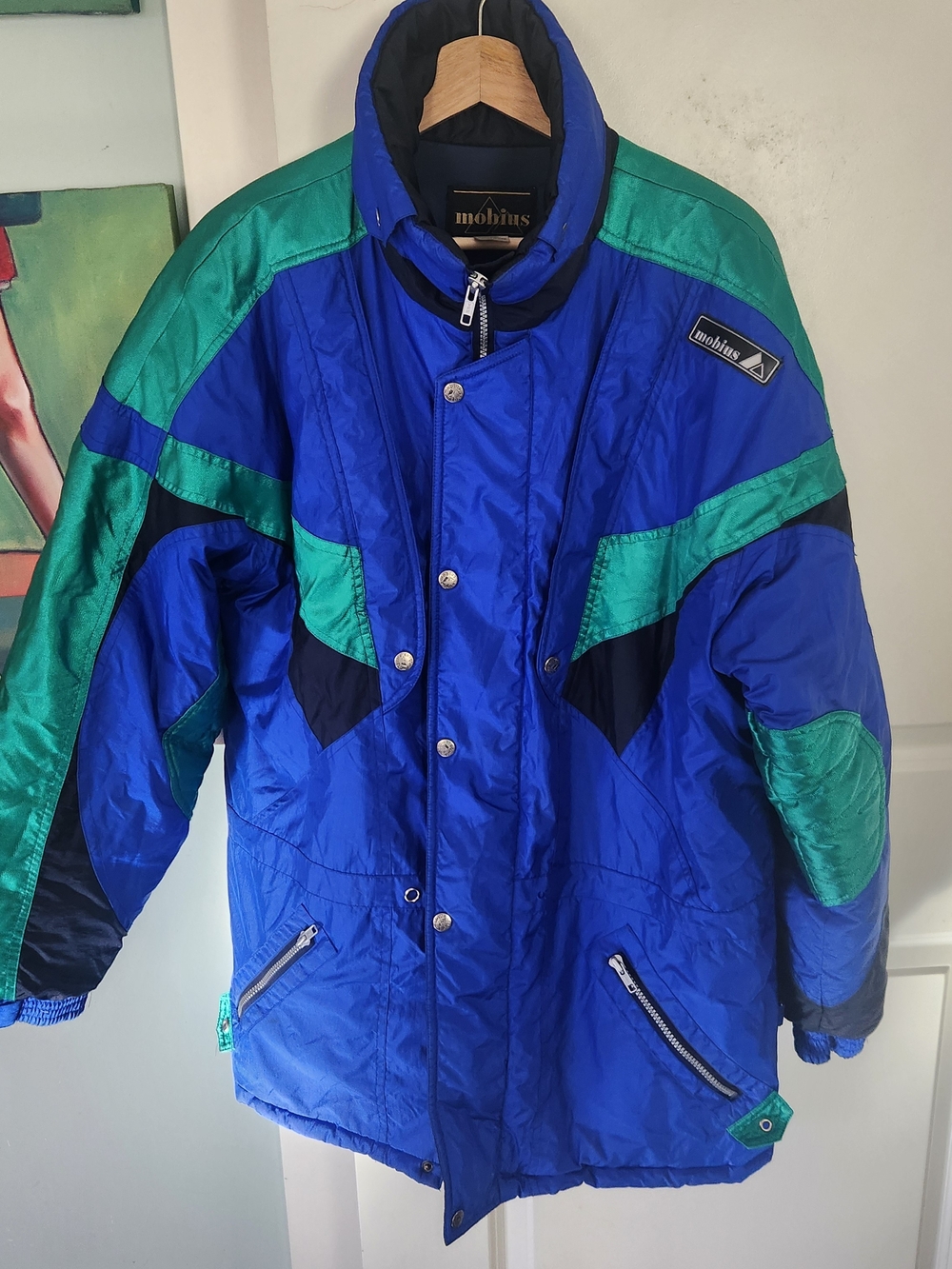 Vintage Men's Blue & Teal Insulated Jacket